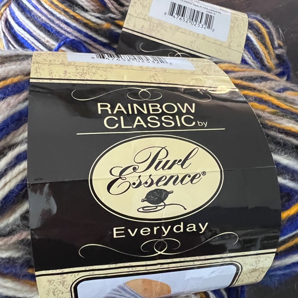 Rainbow classic purl essence Acrylic Yarn collegiate blue yellow 3 skeins - Picture 5 of 5